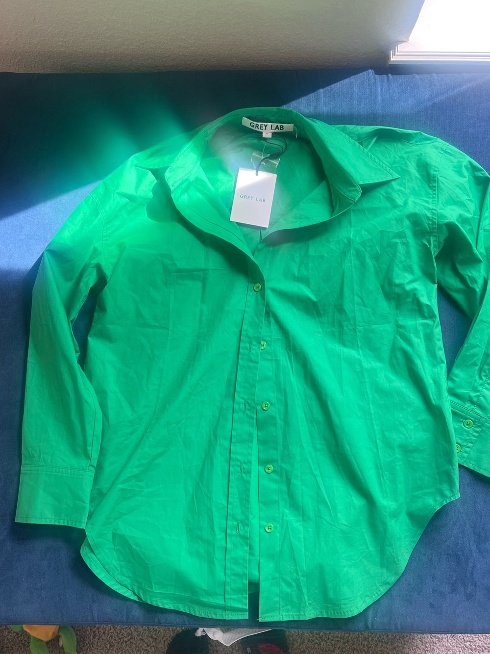 NWT Grey Lab Green Oversize Cotton Button-up Shirt